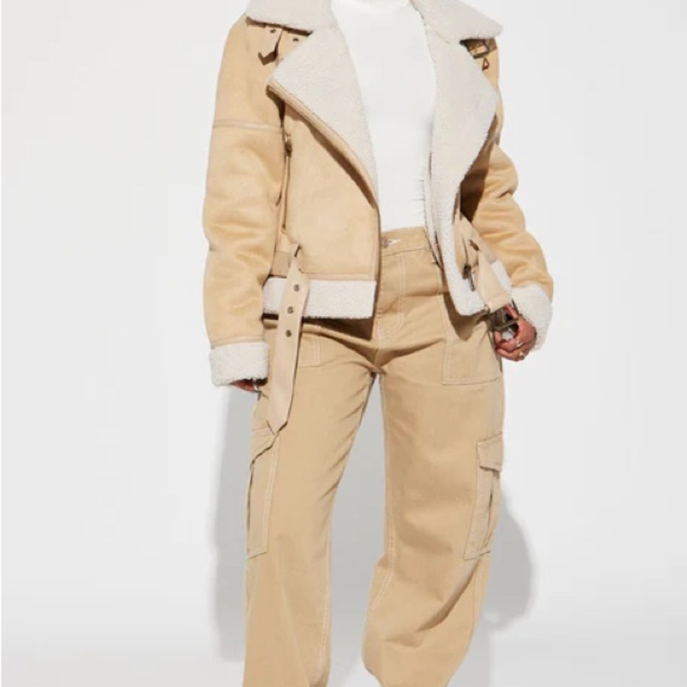 Fashion Nova Tan and Cream Jacket